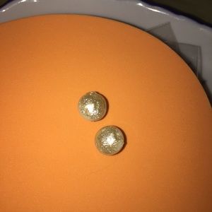 White sparkle button earrings